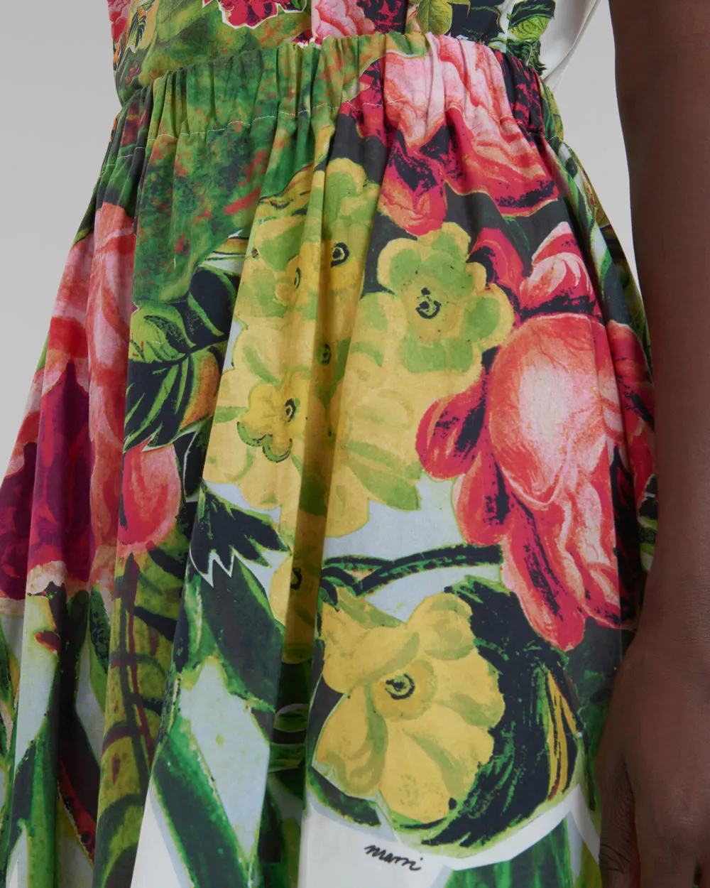 Acid Green Mystical Bloom Print Balloon Midi Skirt