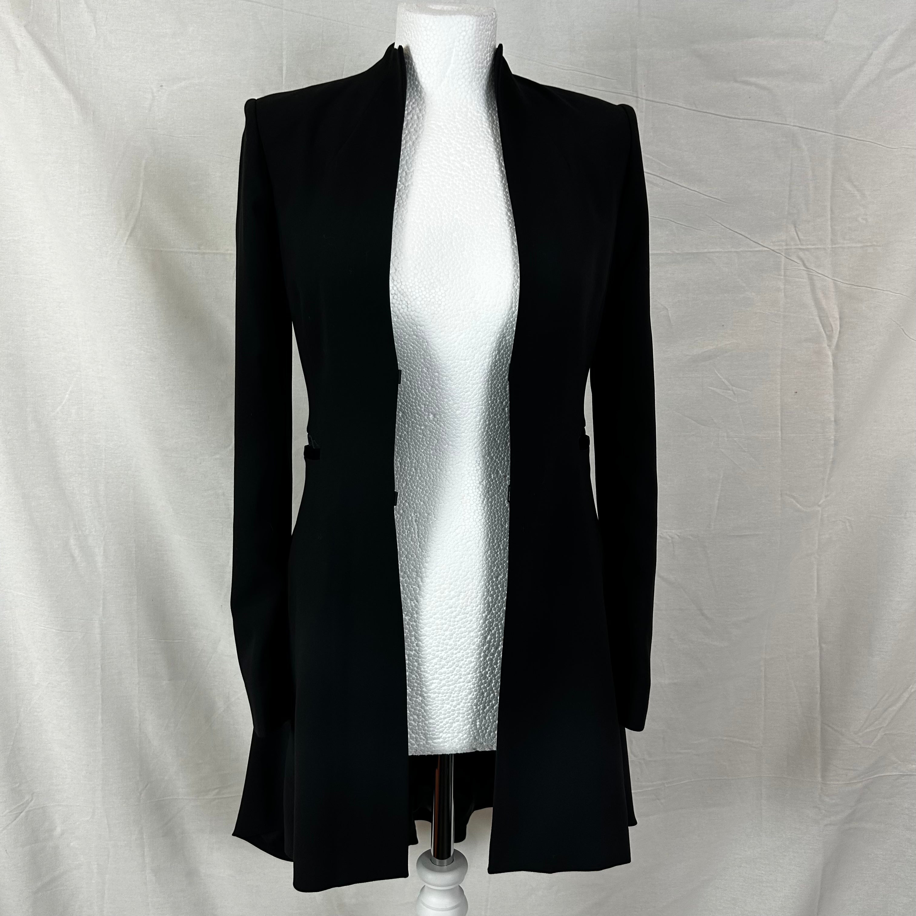 Alice & Olivia Black Crepe Frock Coat XXS/XS