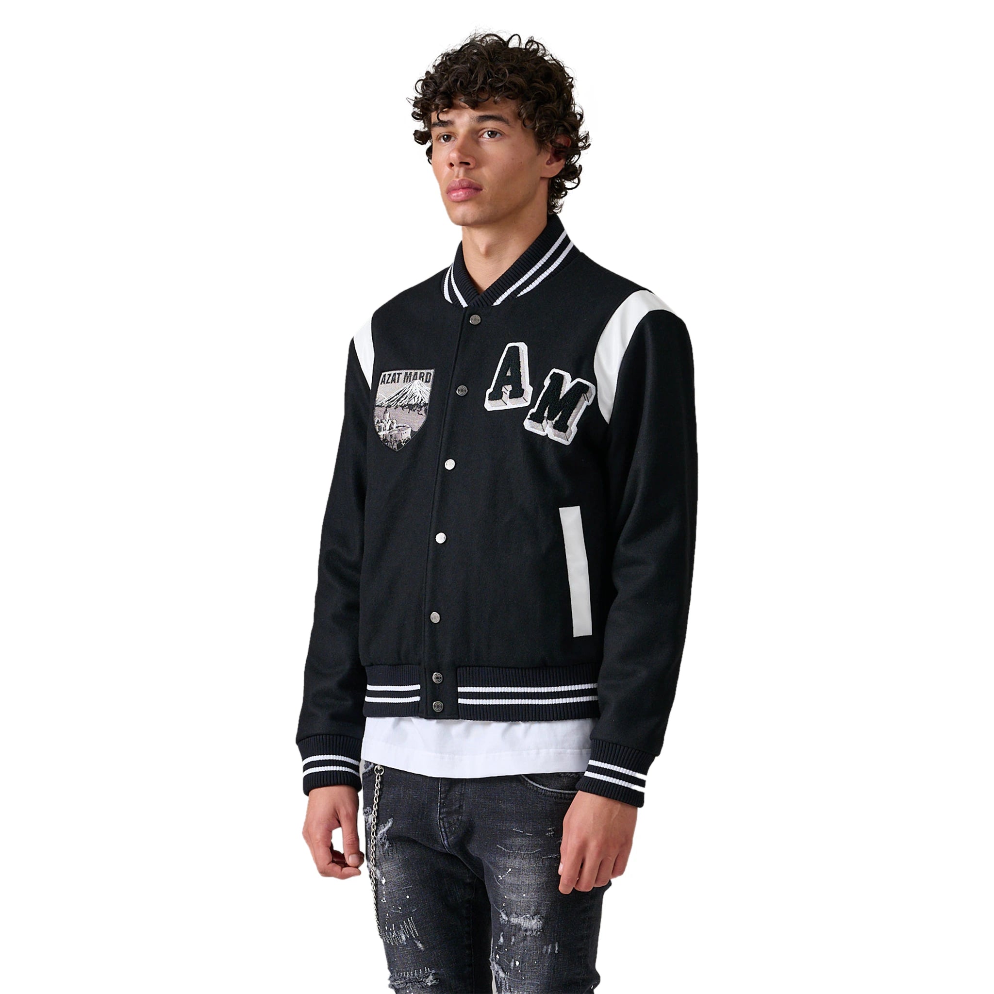 Azat Mard Black Varsity Jacket