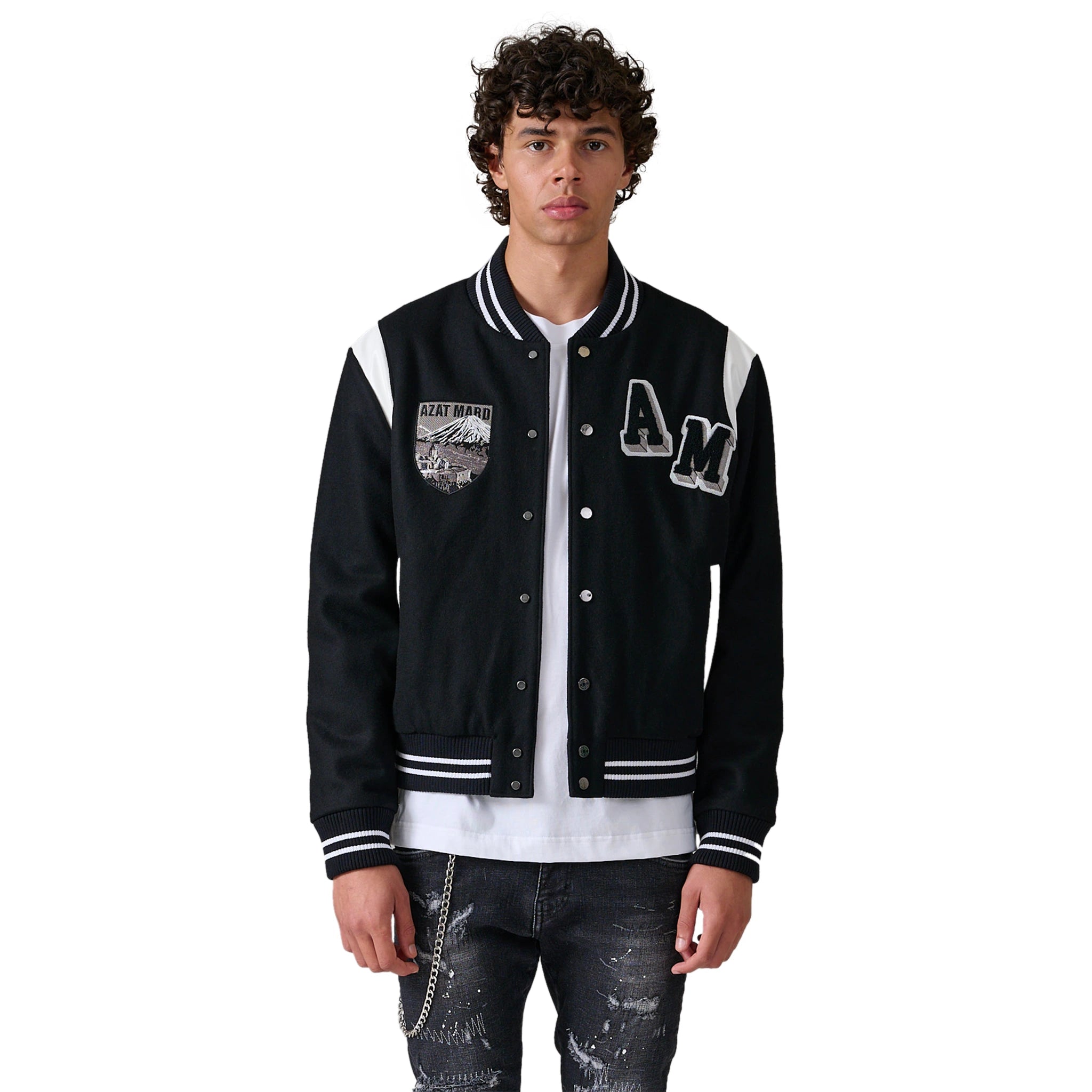 Azat Mard Black Varsity Jacket