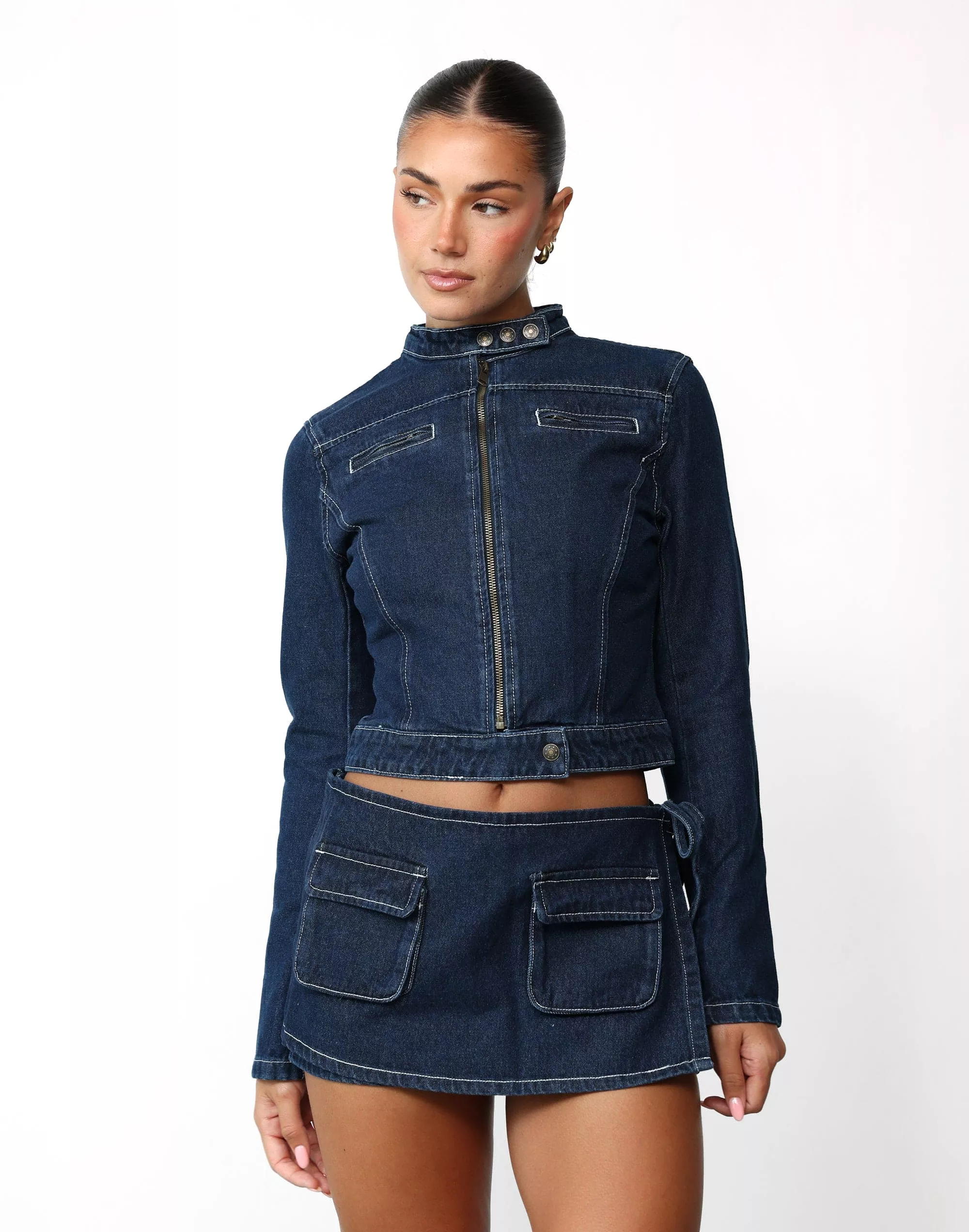 Bella Moto Jacket (Blue Denim) - By Lioness