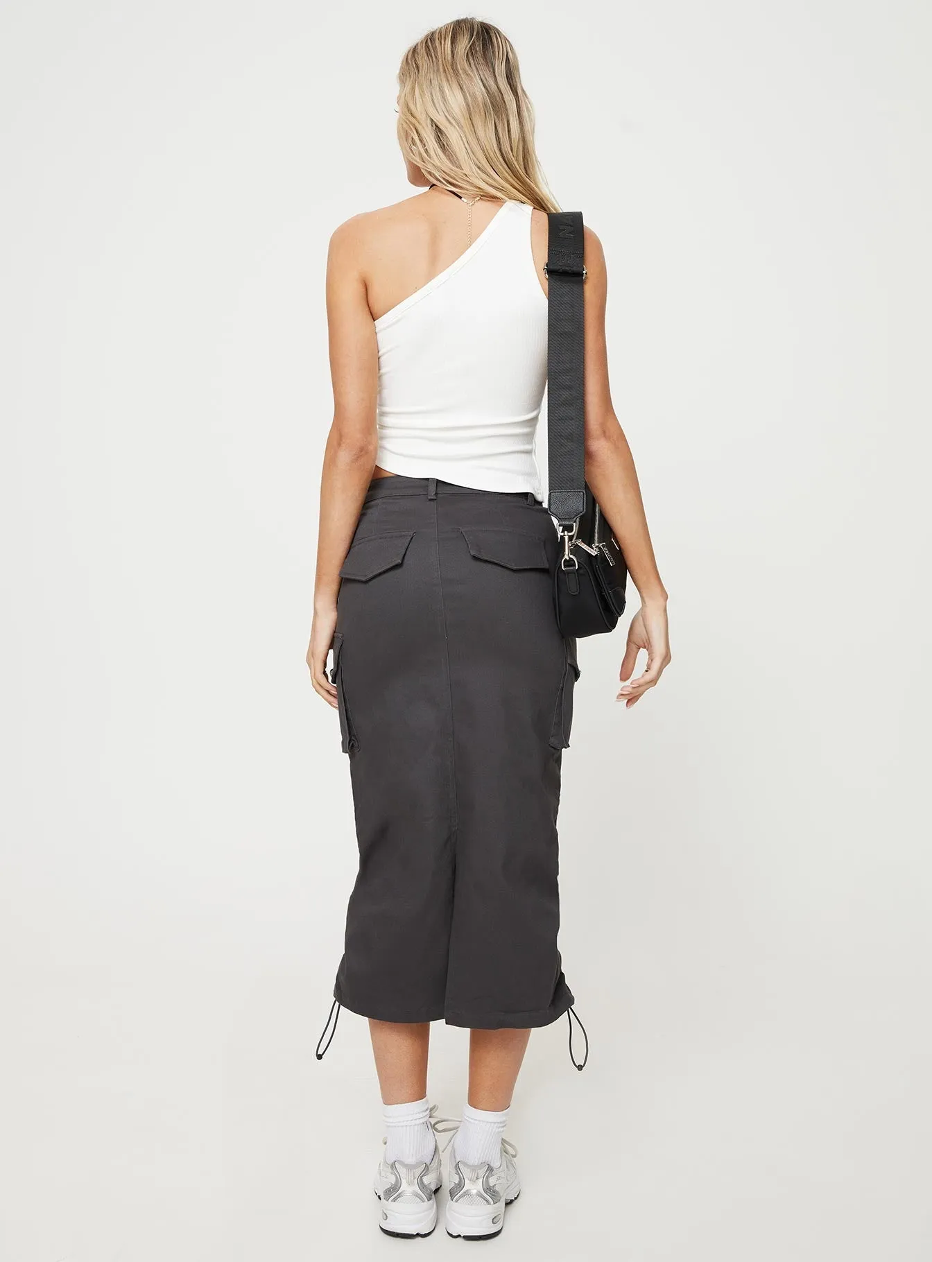 Bellows Cargo Midi Skirt Washed Black