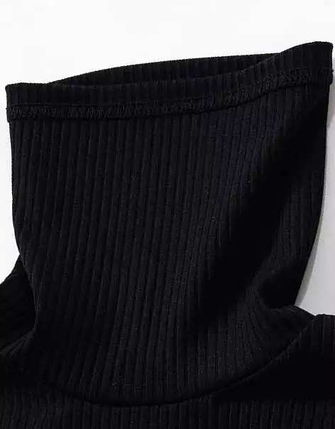 Bodycon Knitted Turtleneck Long Black Dress