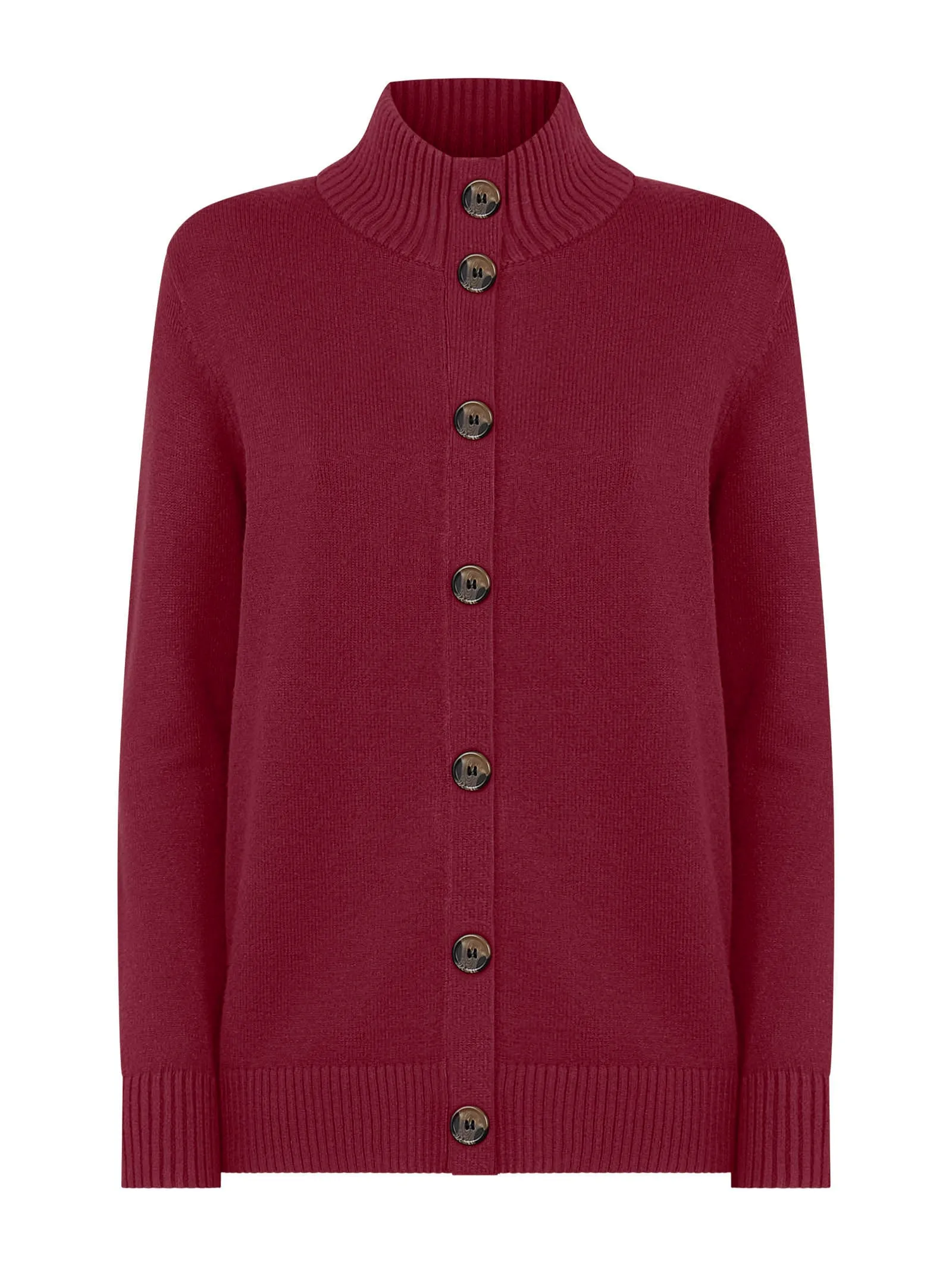 Bomber con bottoni in filato Super Soft - Tibetan Red