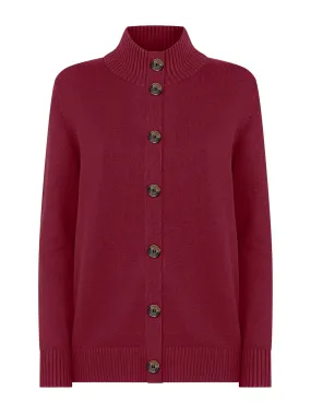 Bomber con bottoni in filato Super Soft - Tibetan Red