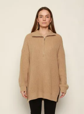 Bounty Wool Zip Knit-TAN