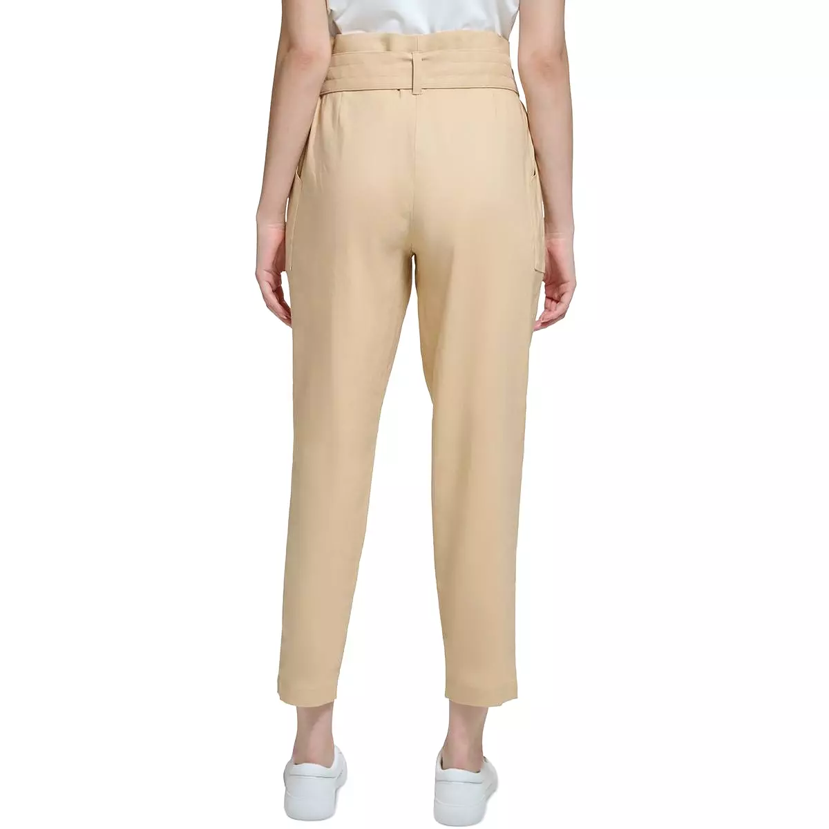 Calvin Klein Womens Linen High Waist Cropped Pants