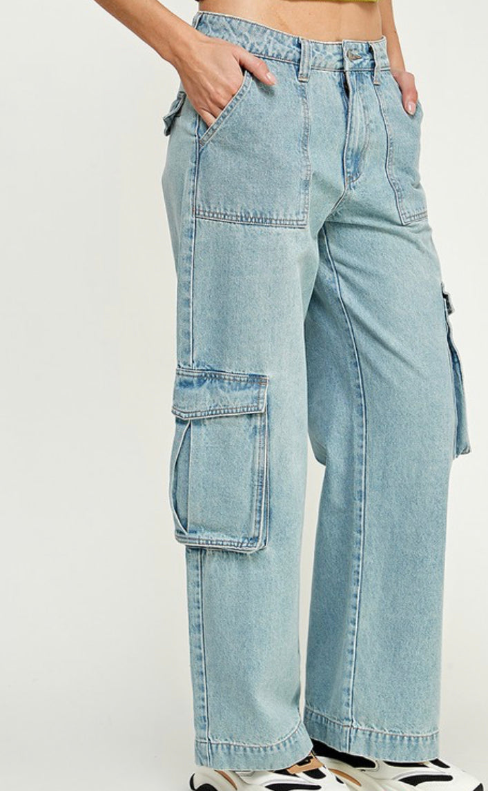 Cargo denim pants