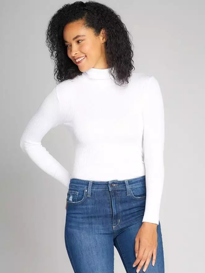 C'EST MOI Seamless Rib Long Sleeve Turtleneck Top