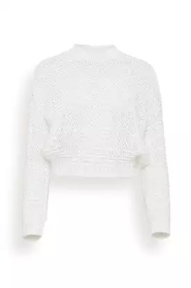 Chamois Tape Roundneck Sweater in White