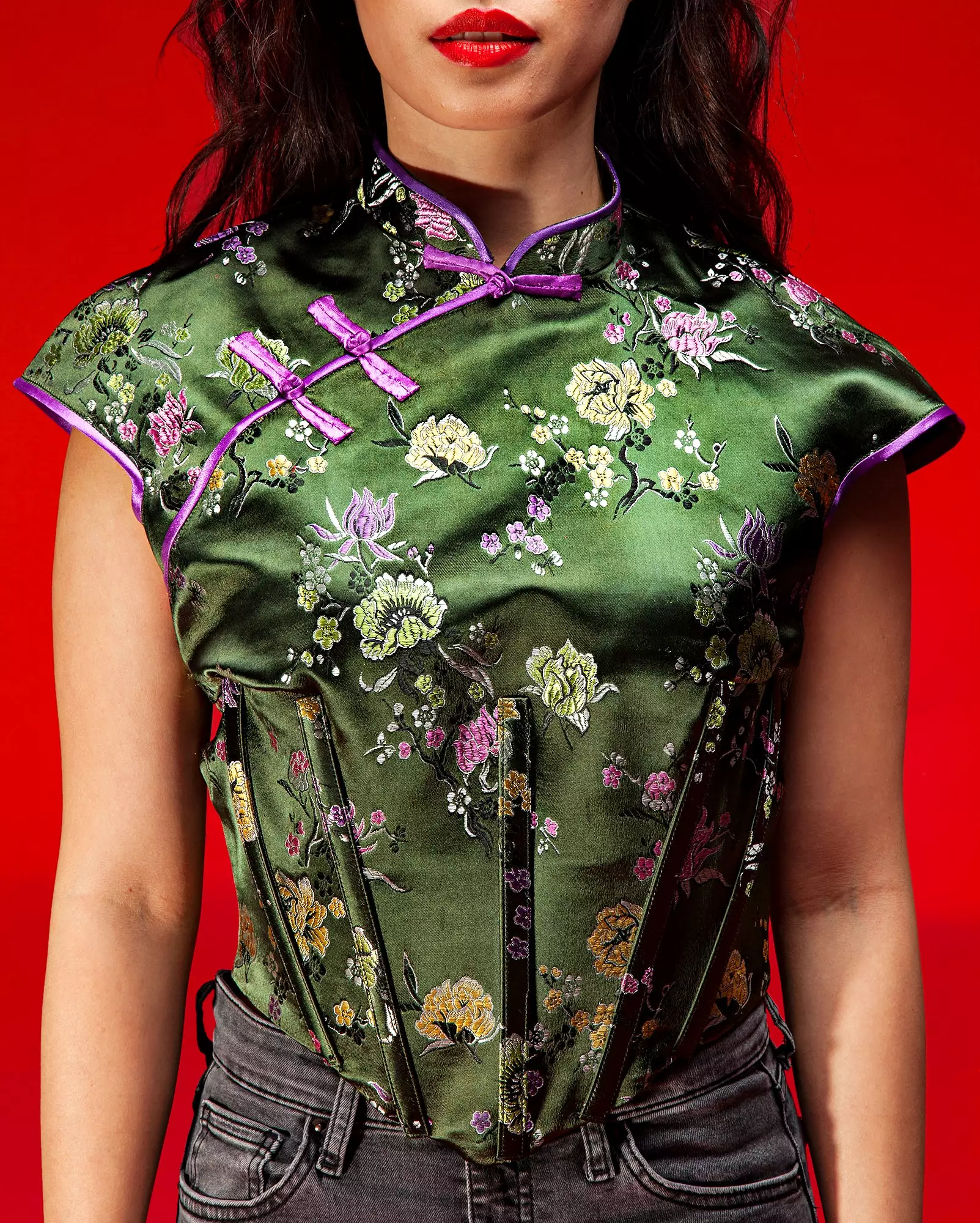 Cheongsam Corset Top (Army)