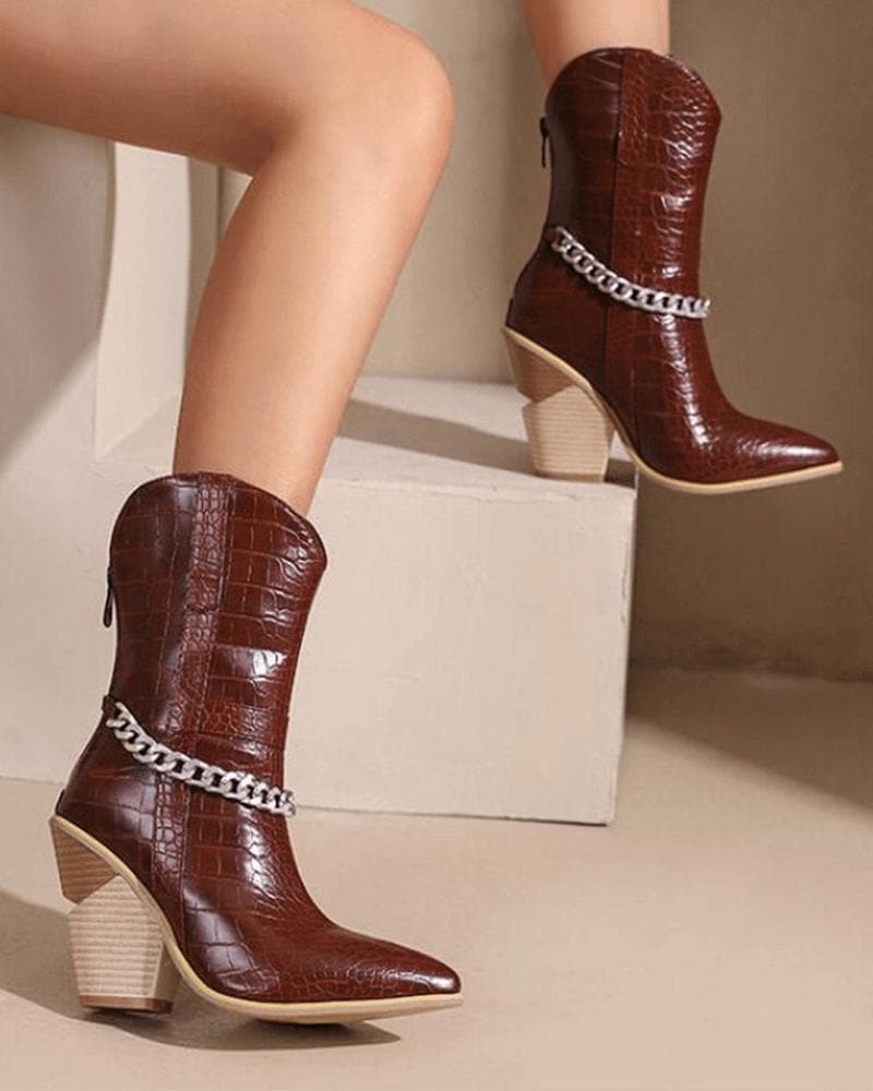 Chic Chain Zipper Boots