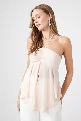 Chiffon Split-Hem Halter Tunic