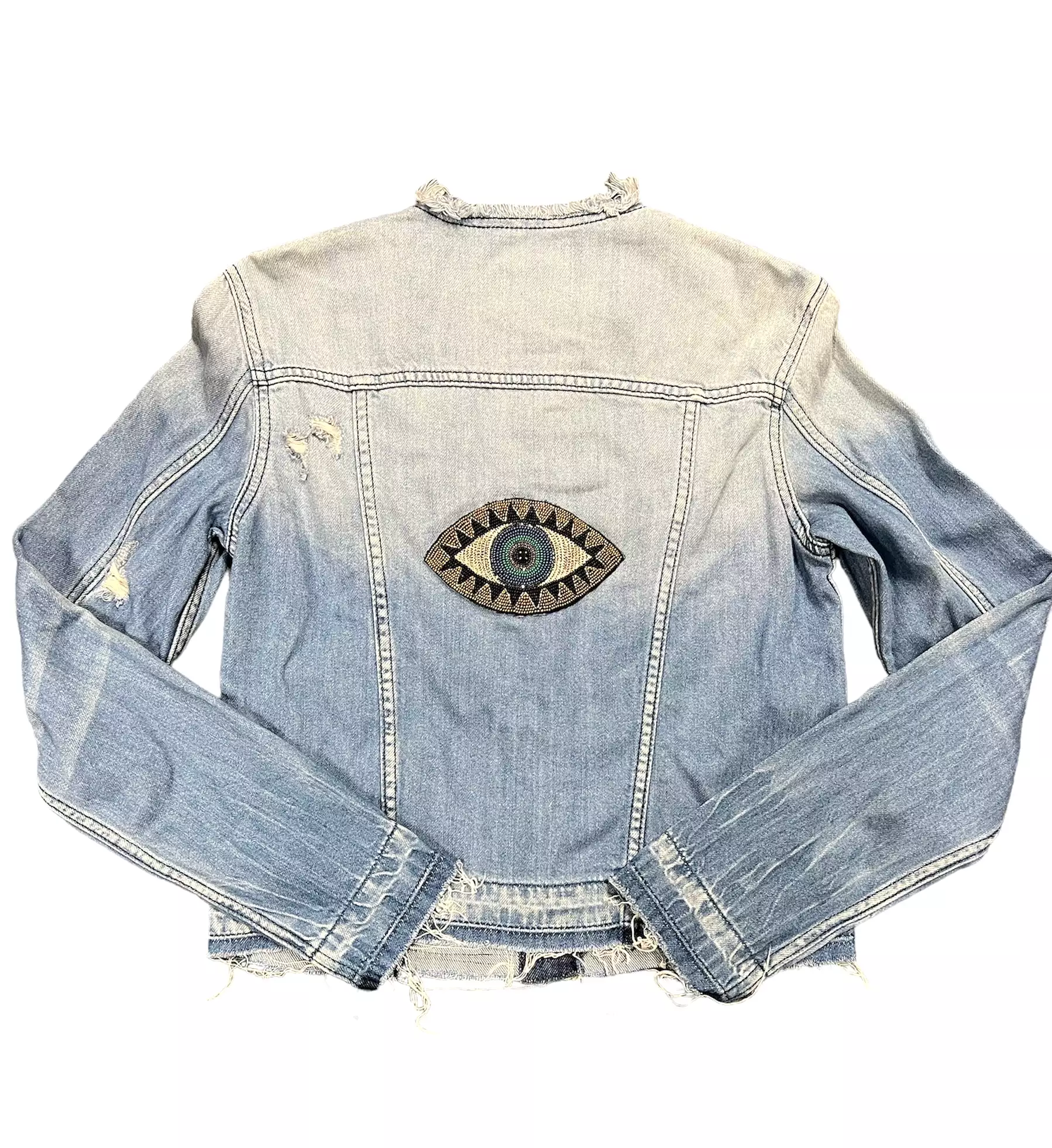 Collab 322 Collarless Blue Denim Jacket