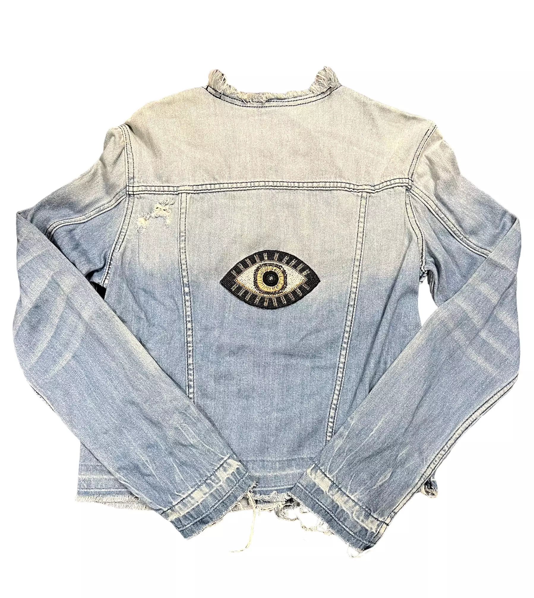 Collab 322 Collarless Blue Denim Jacket