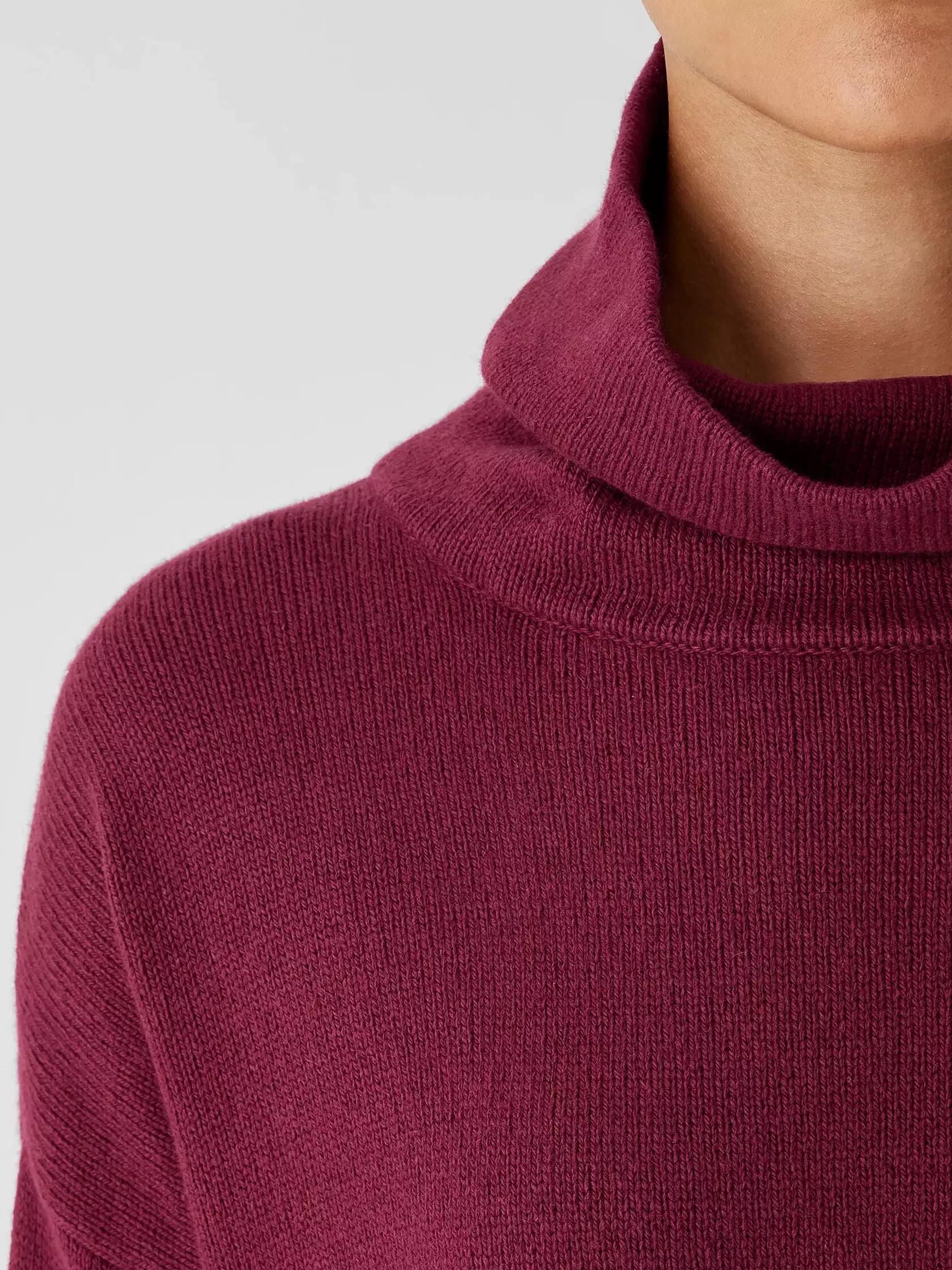 COTTON AND RECYCLED CASHMERE TURTLENECK LONG TOP