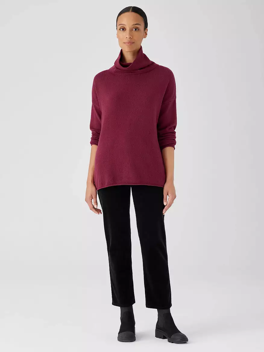 COTTON AND RECYCLED CASHMERE TURTLENECK LONG TOP