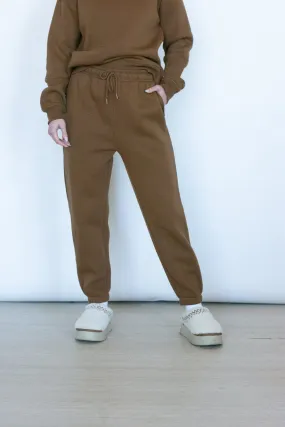 Cozy Plans Brown Fleece Sweatpant