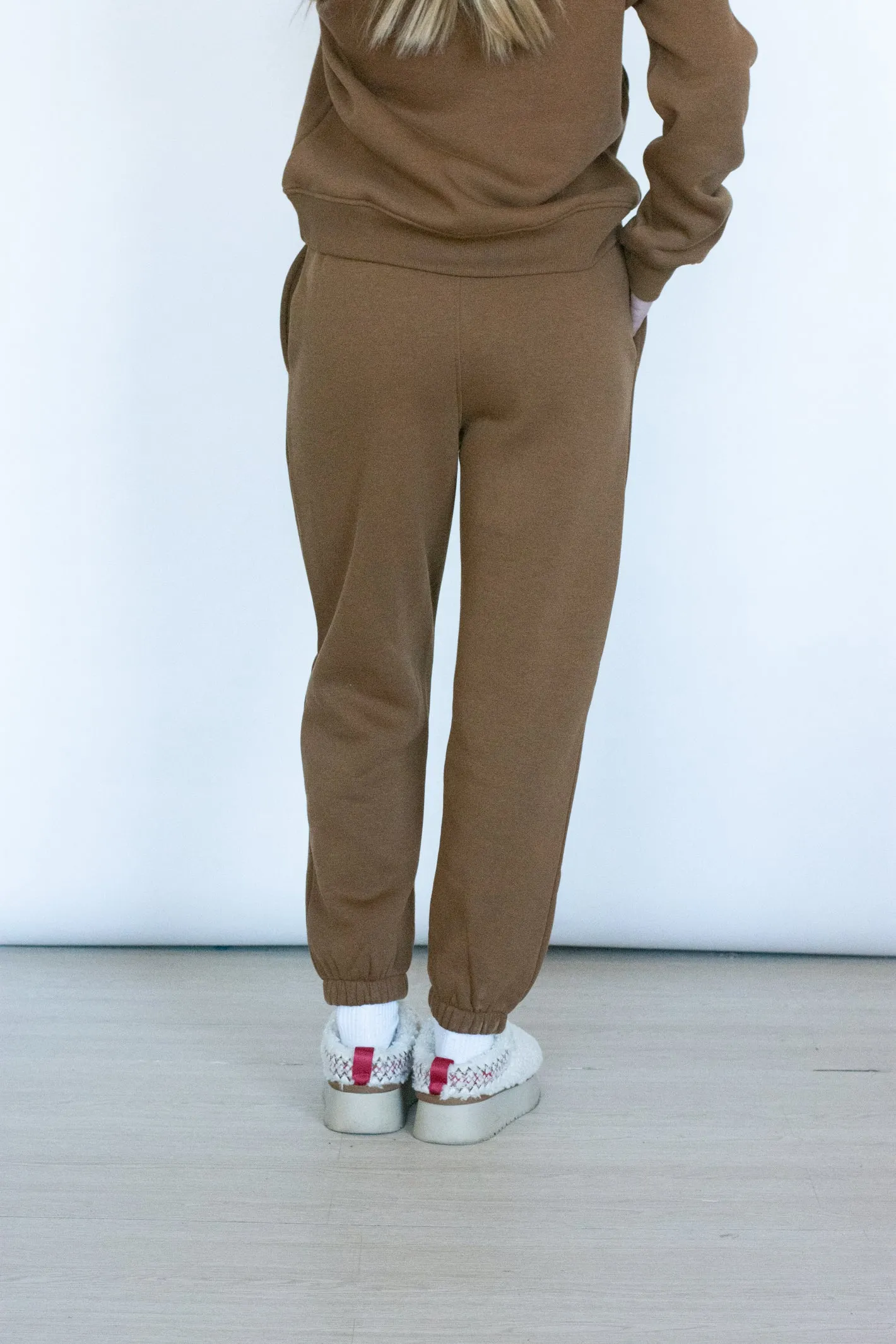 Cozy Plans Brown Fleece Sweatpant