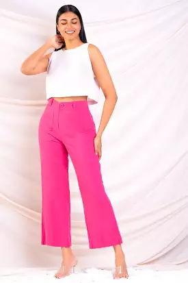 Cropped Pink Linen Pant