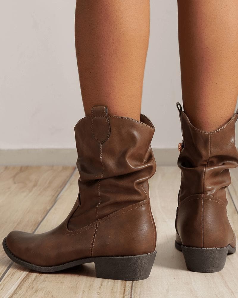 Daily Solid Color Zipper Ankle Boots