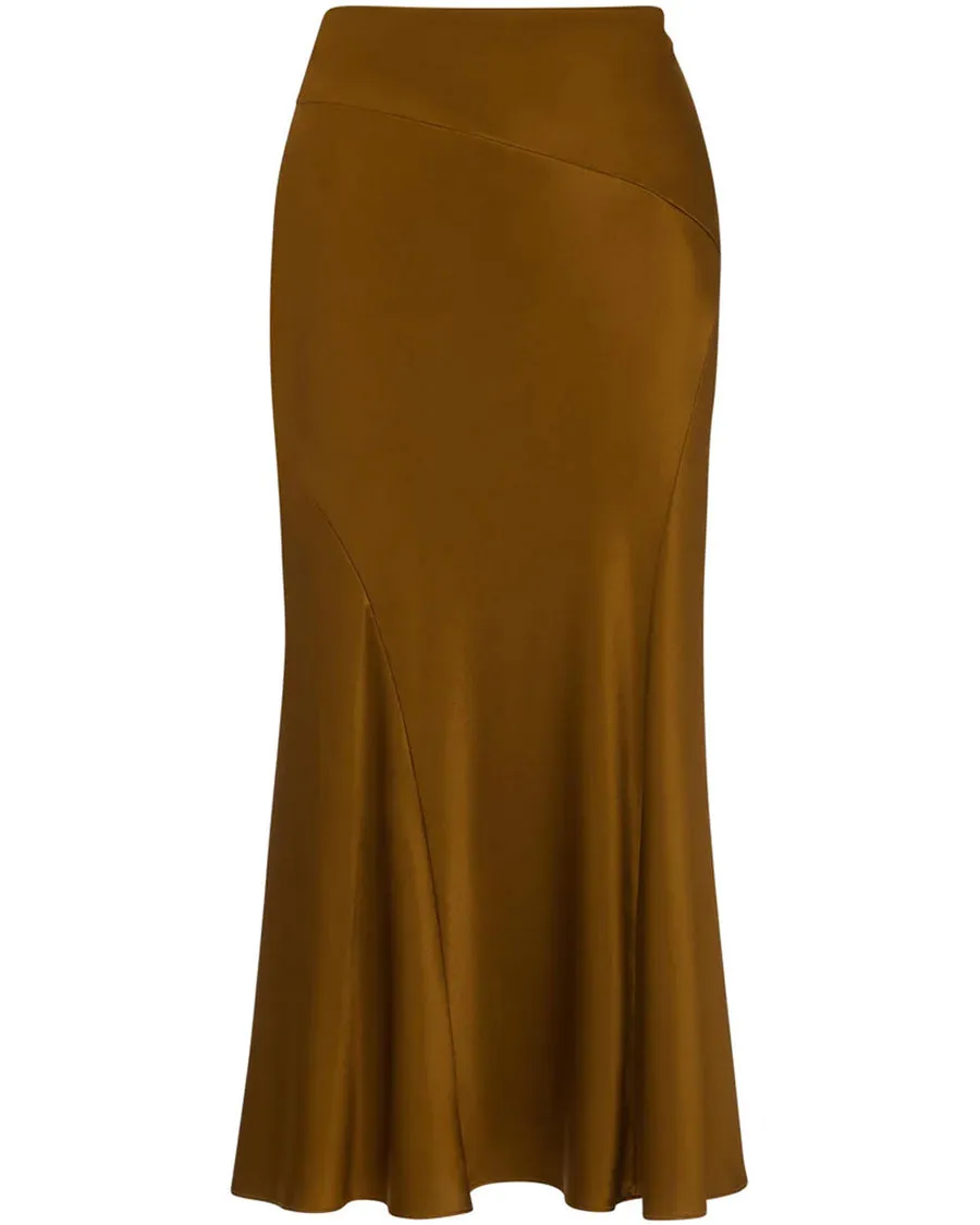 Dark Ochre Silk Sorelle Skirt