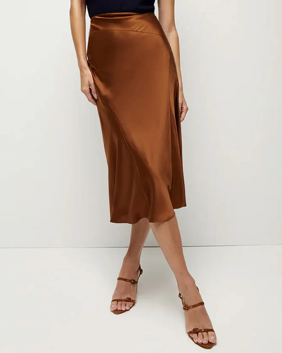 Dark Ochre Silk Sorelle Skirt