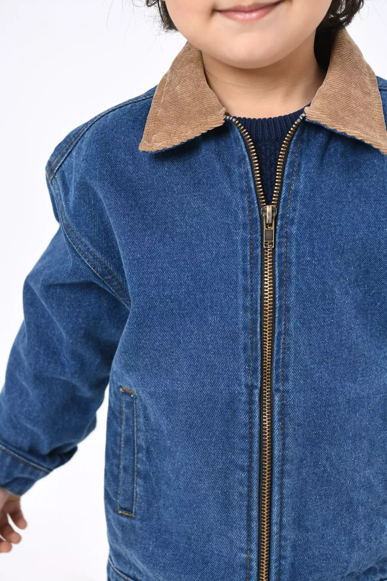 Denim Jacket With Faux Shearling