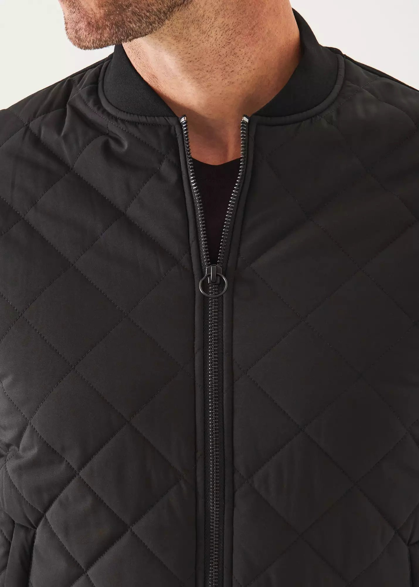 DIAMOND QUILTED ZIP-UP BOMBER JACKET