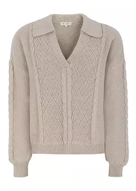 Esmé Studios Anny Polo Sweater ES123-200 Chateau Gray