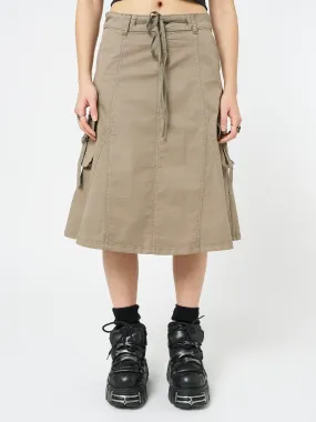 Fae Brown Cargo Midi Skirt