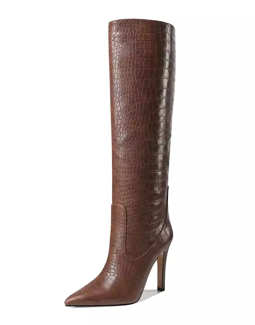 Faux Crocodile Skin Below The Knee Boots