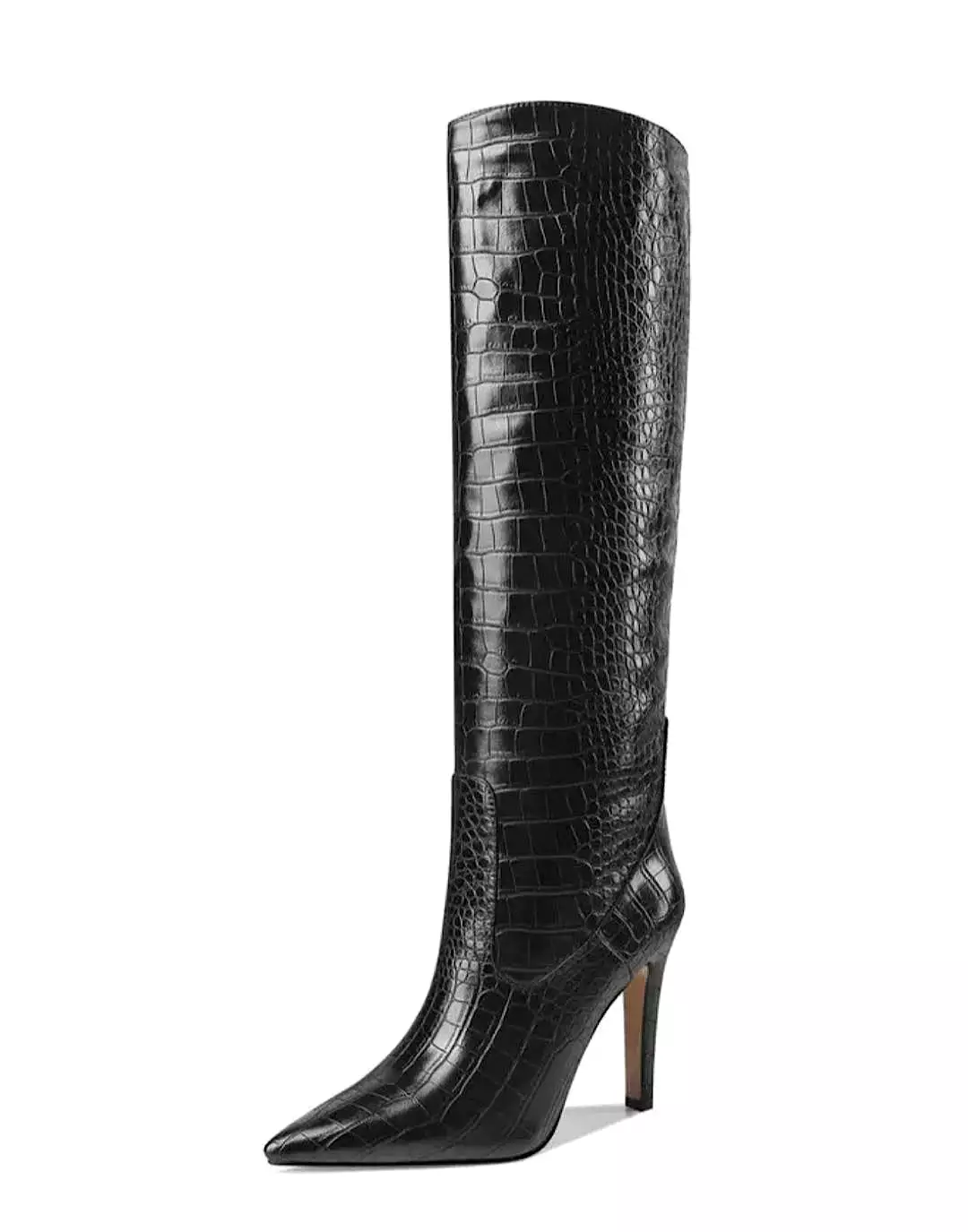 Faux Crocodile Skin Below The Knee Boots