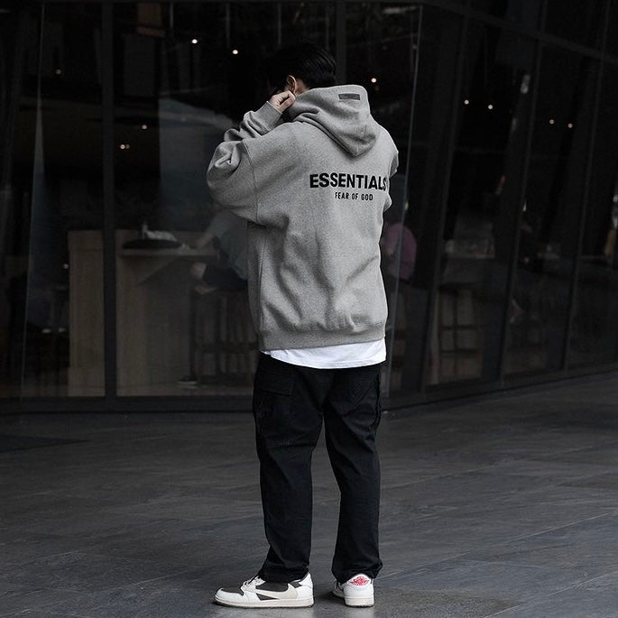 FEAR OF GOD Essentials Felt Logo Hoodie Dark Oatmeal