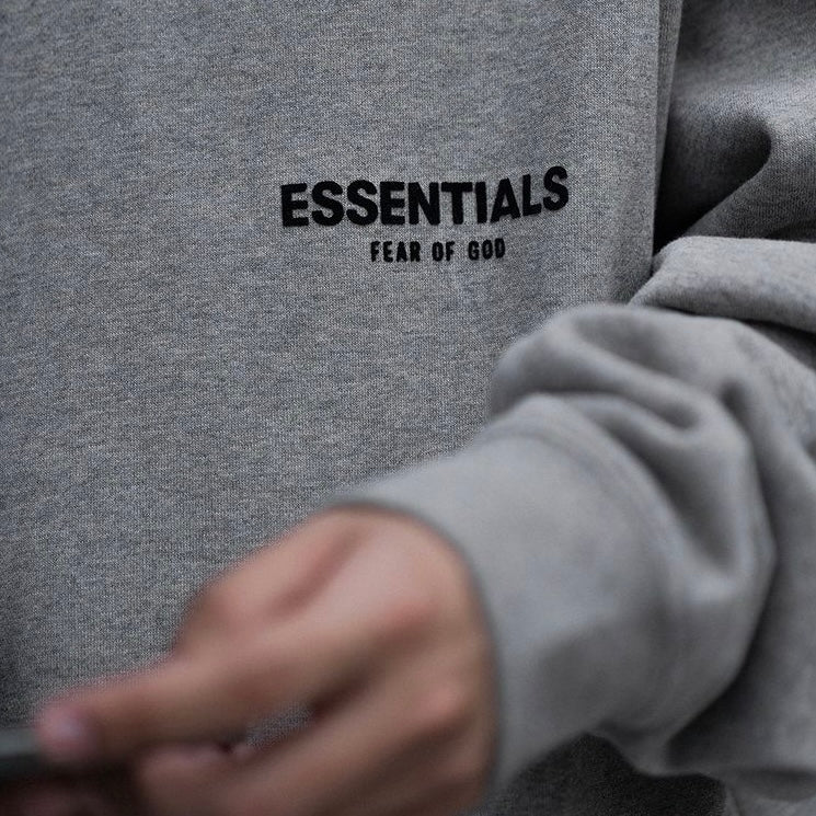 FEAR OF GOD Essentials Felt Logo Hoodie Dark Oatmeal