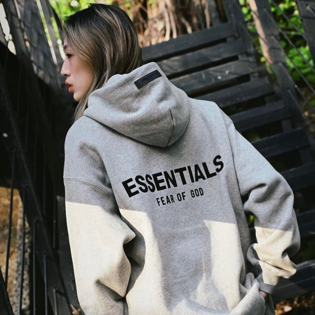 FEAR OF GOD Essentials Felt Logo Hoodie Dark Oatmeal