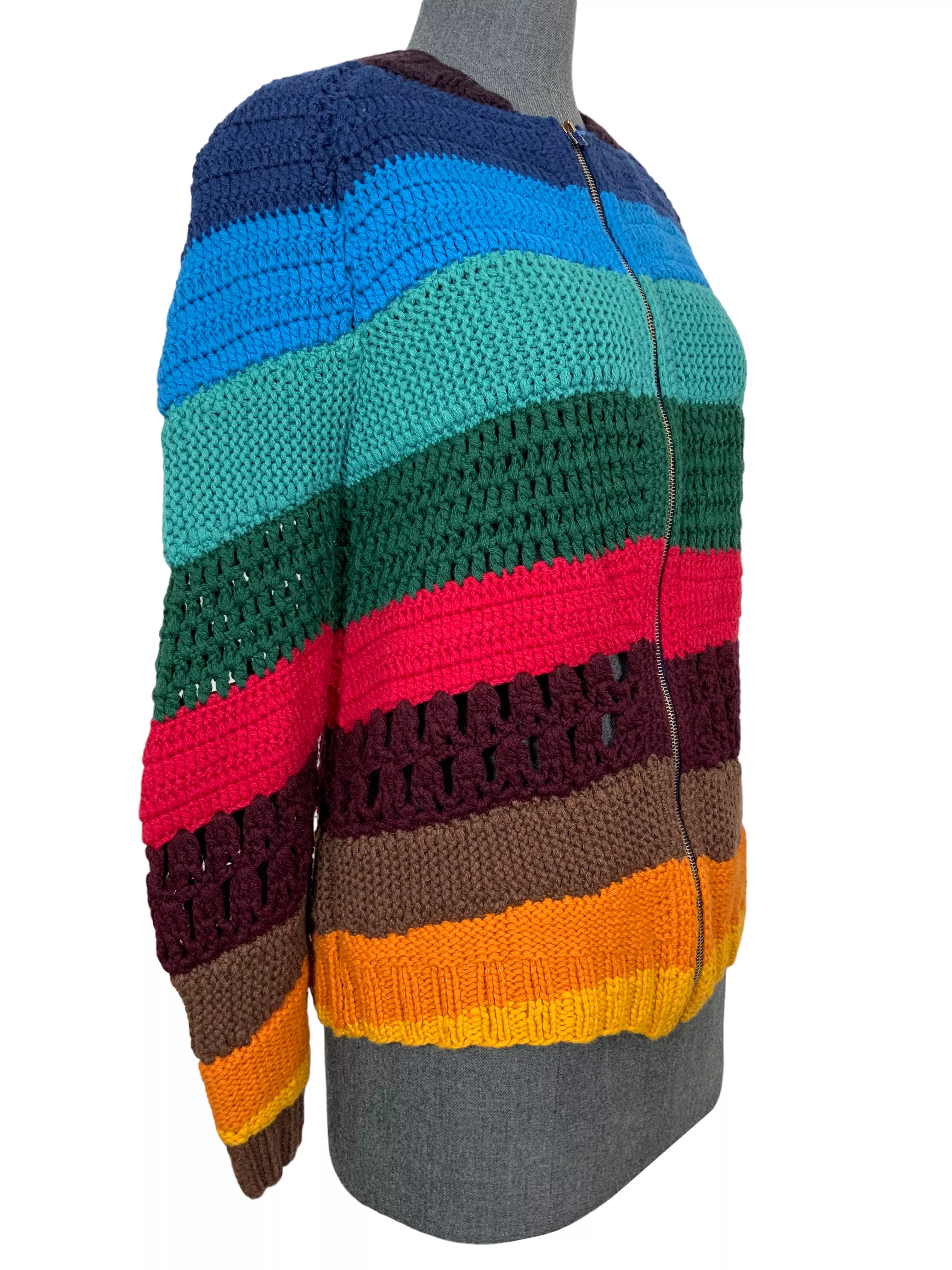 Gabriela Hearst Latifi Color-Block Crocheted Cashmere Sweater Size S