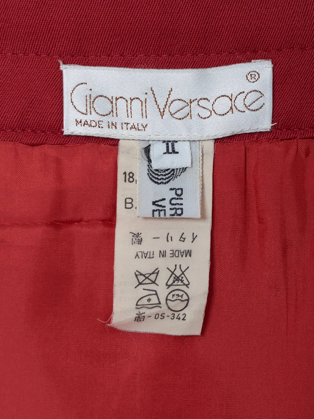 Gianni Versace Red Wool Skirt