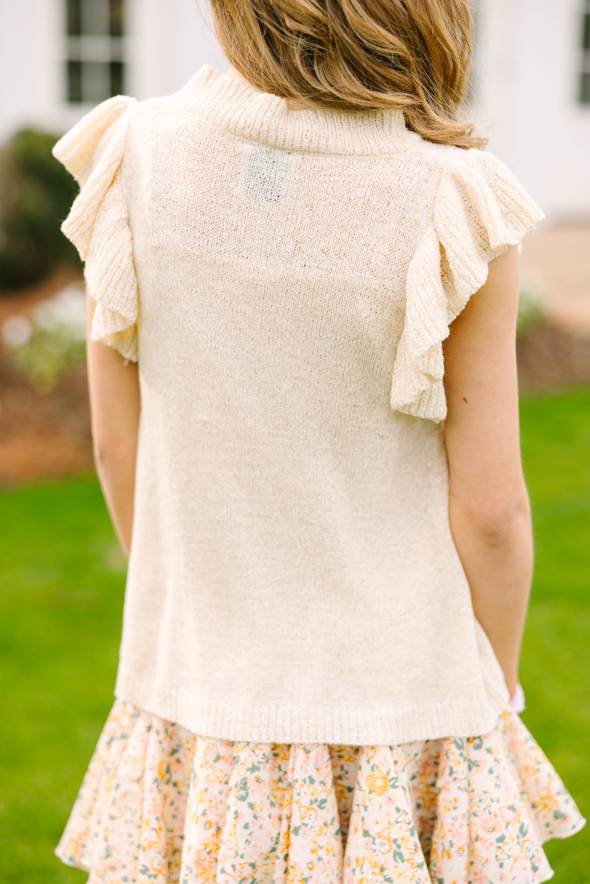 Girls: Certain Joy Cream White Knit Top