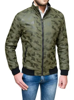 Giubbotto giacca uomo ecopelle militare verde mimetico casual bomber moto