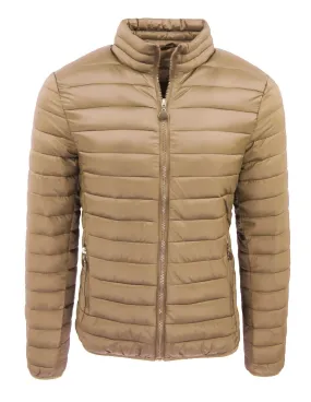 Giubbotto piumino uomo 100 grammi beige casual giacca bomber impermeabile