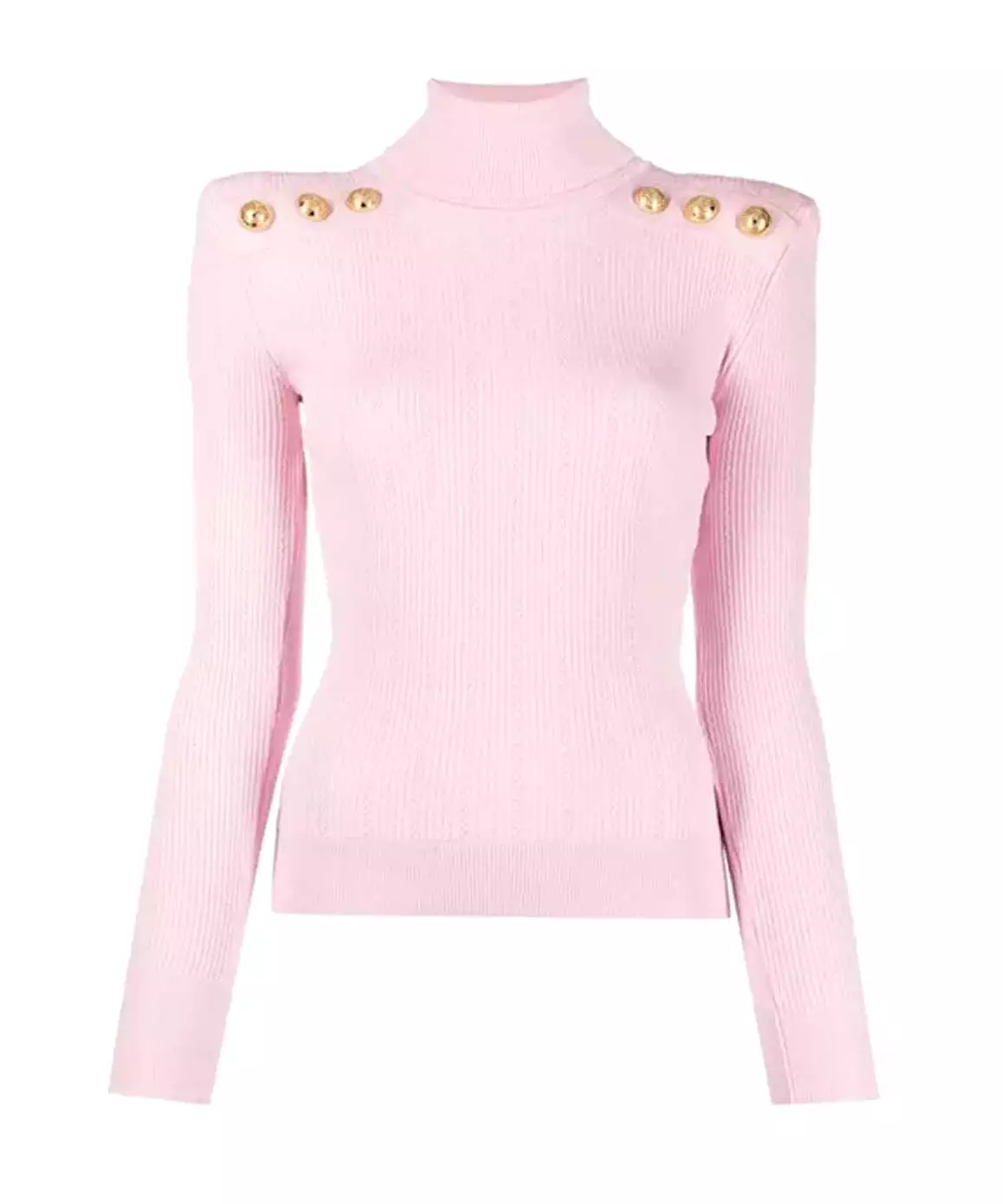 Gold Button Knitted Turtleneck Sweater