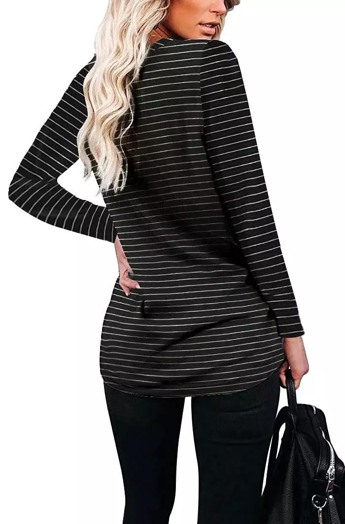 Haute Edition Long Sleeve Heather Pocket Scoop Neck Long Sleeve Pocket Tunic Top