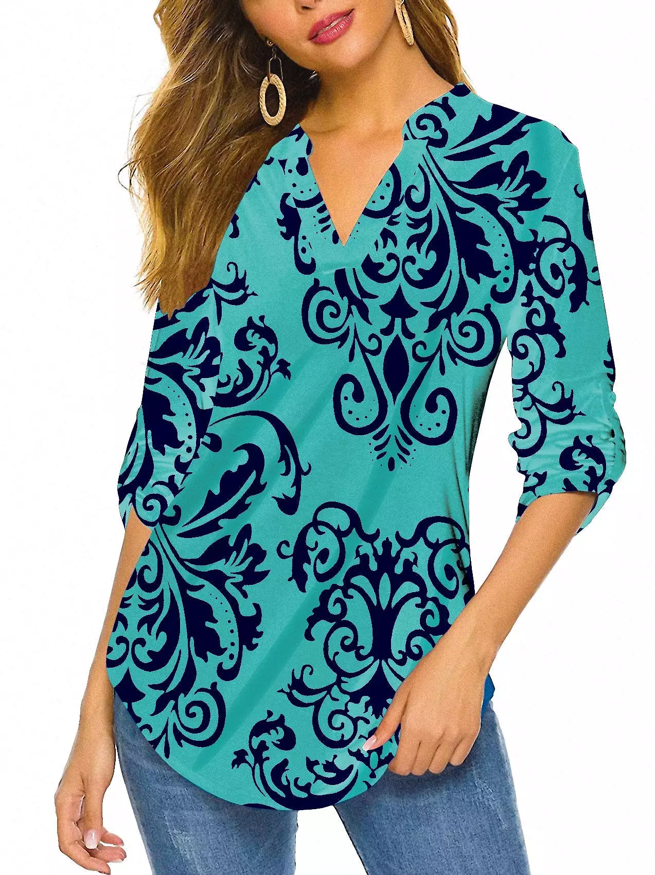 Haute Edition Women's 3/4 Sleeve Tunic Tops S-3X. Plus size available.