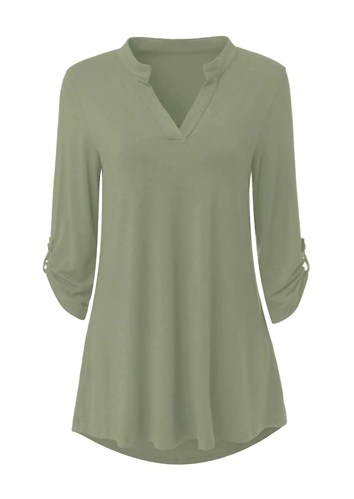 Haute Edition Women's 3/4 Sleeve Tunic Tops S-3X Solid. Plus size available.