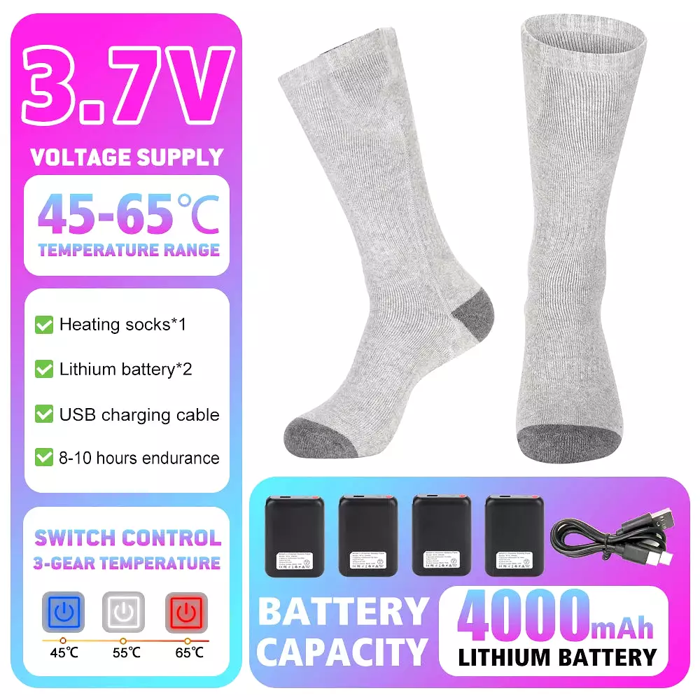 Heated Socks Rechargeable Electric Thermal Socks Winter Heating Socks Warm Heated  Boots Snowmobile Skiing Sport Foot Warmer