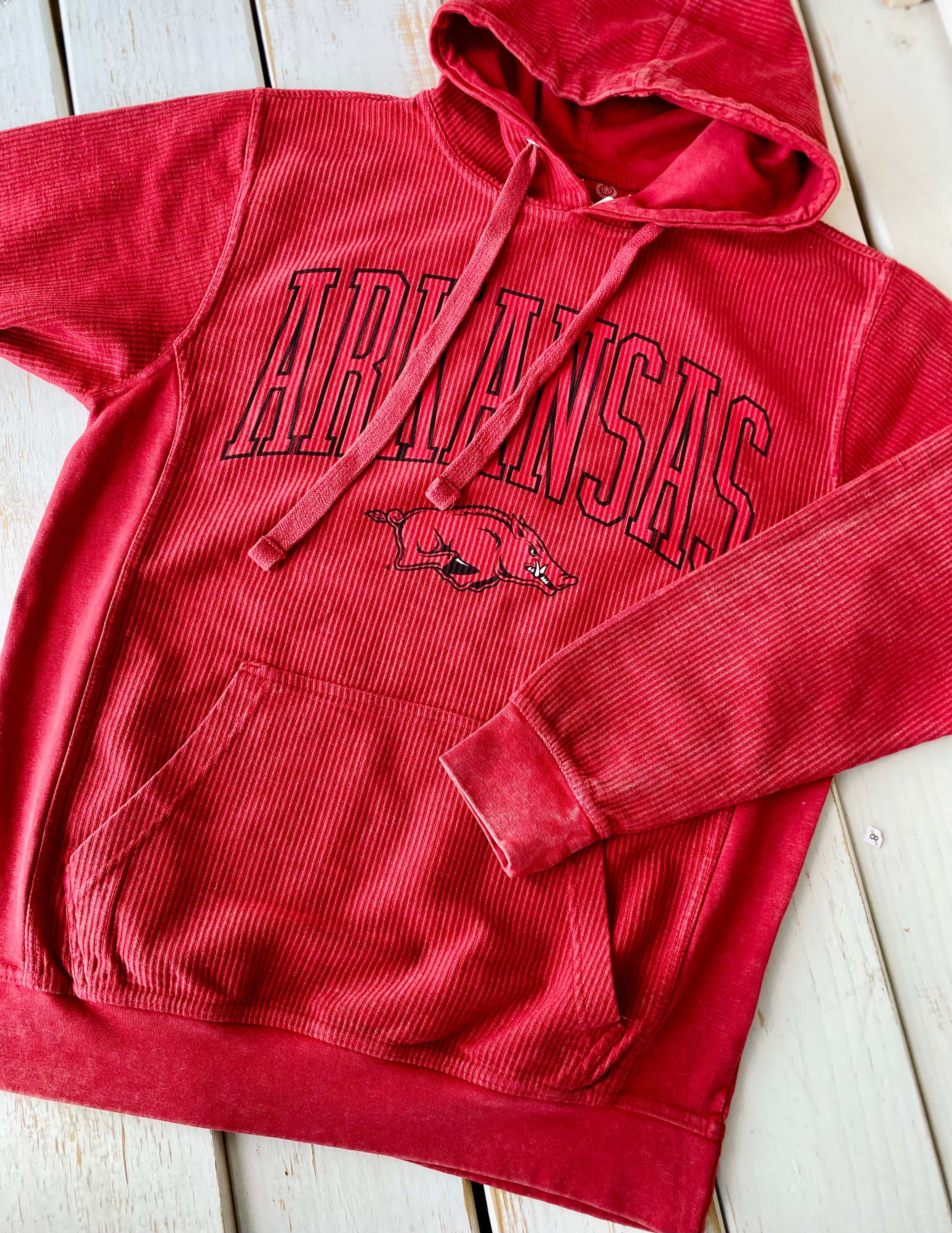 Hog Wild Arkansas Razorback Hoodie - Crimson Corded Sweatshirt