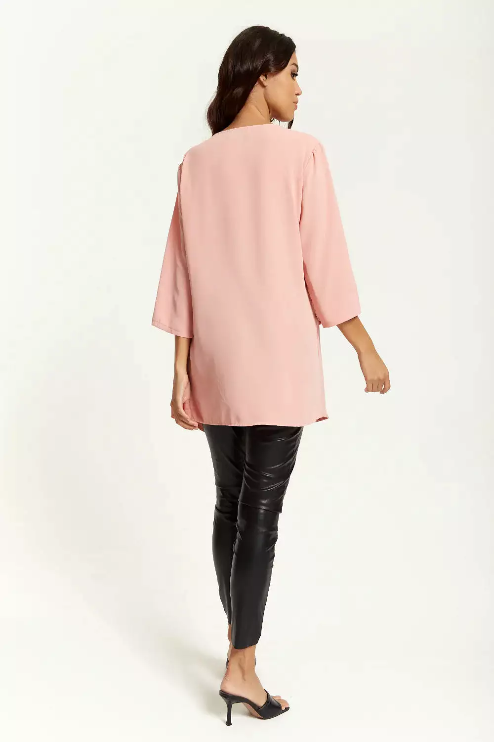 Hoxton Gal 3/4 Sleeves V Neck Oversized Layered Tunic