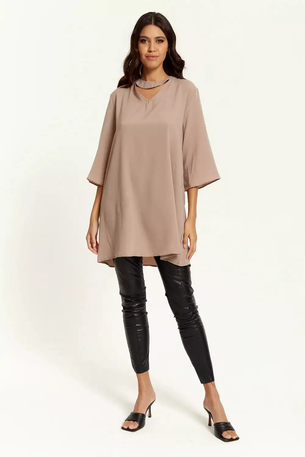 Hoxton Gal Oversized Detailed Neckline Tunic