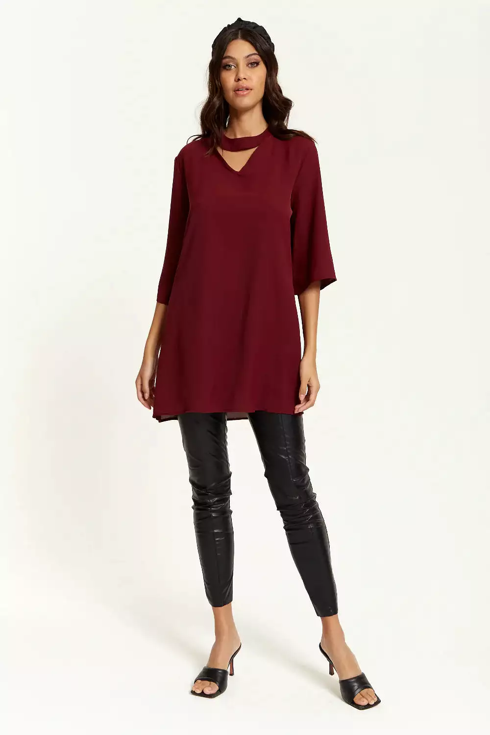 Hoxton Gal Oversized Detailed Neckline Tunic